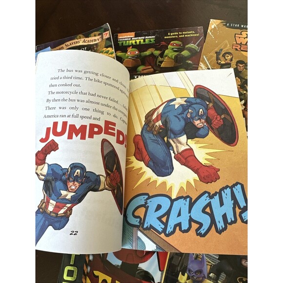 Lot (7) Boy's Illustrated TMNT Lego Comic Marvel Chapter Books Reading Star Wars - Picture 10 of 16